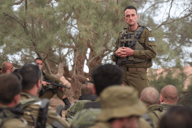 IDF Chief of Staff Lt. Gen. Herzi Halevi addresses soldiers of the 162nd Armored Division, Oct. 15, 2023. Credit: Israel Defense Forces.