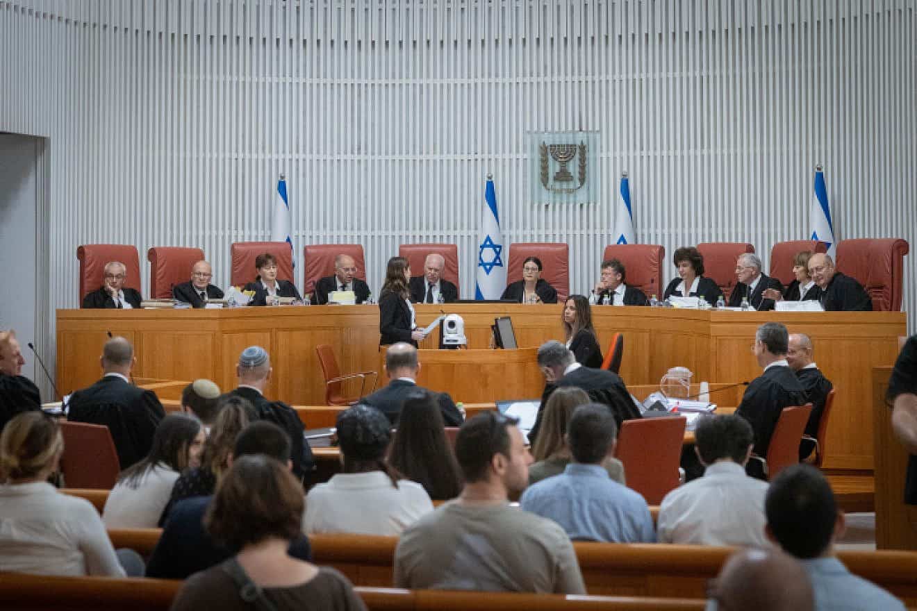 The Israeli Supreme Court at a hearing on petitions against the "recusal law," Sept. 28, 2023. Photo by Chaim Goldberg/Flash90.