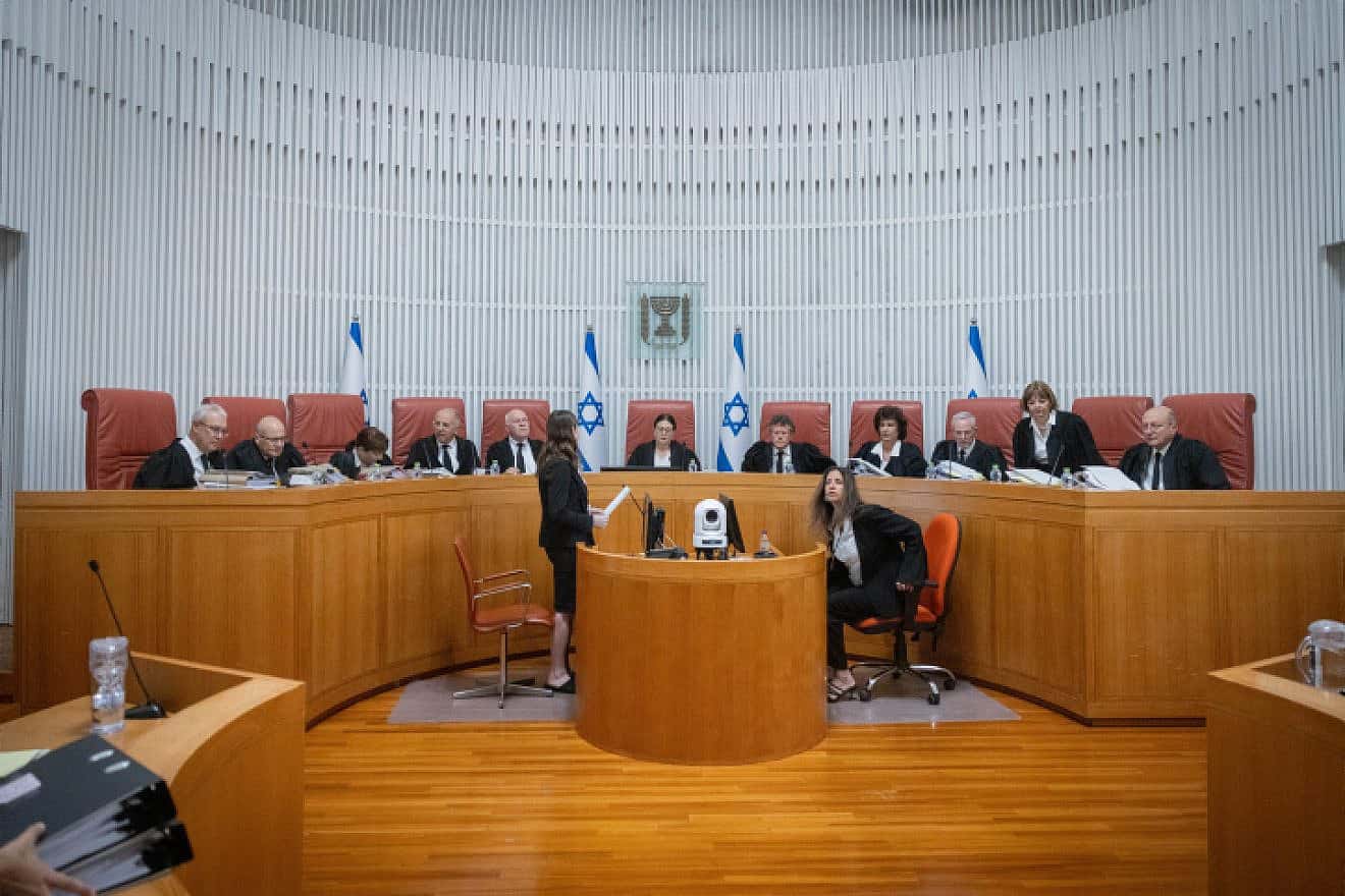 Then-Supreme Court President Esther Hayut presides over a hearing in Jerusalem on petitions against the “incapacitation law," which imposed restrictions on the government’s ability to claim that the prime minister is unable to fulfill his duties, Sept. 28, 2023. Photo by Chaim Goldberg/Flash90.