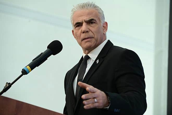 Yesh Atid Chairman Yair Lapid attends the Marker Conference for Education in Tel Aviv, Aug. 20, 2023. Photo by Tomer Neuberg/Flash90.