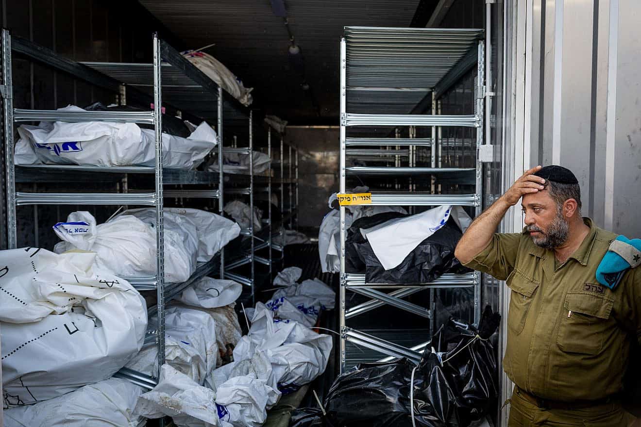 The forensic center in the Shura military base near Ramle, where hundreds of bodies have arrived since Hamas's Oct. 7 attack on Israel, Oct. 13, 2023. Photo by Nati Shohat/Flash90.