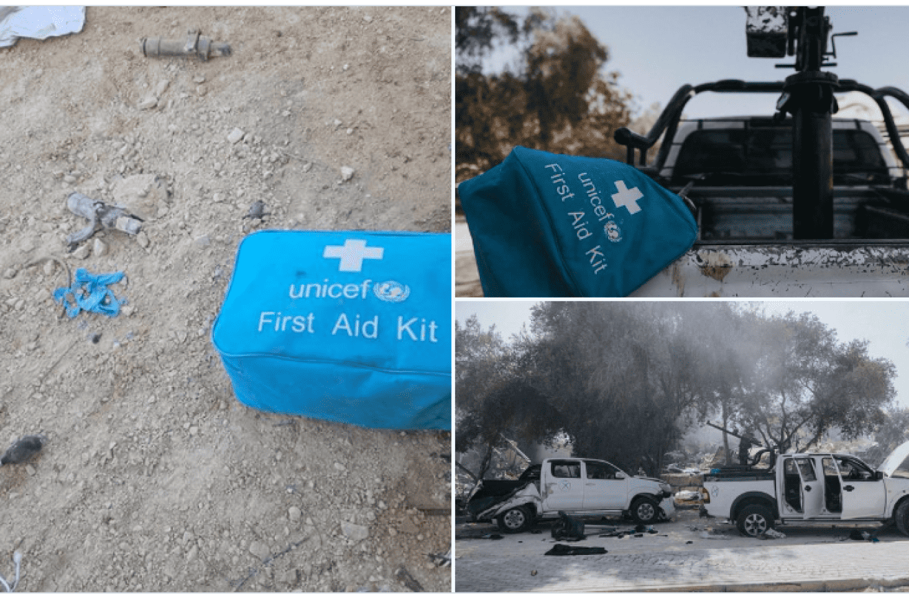 UNICEF first-aid kits used by Hamas in the terror group's Oct. 7 massacre. Credit: NGO Monitor.