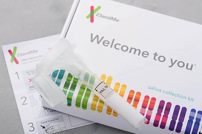 23andMe personal genetic test saliva collection kit. Credit: nevodka/Shutterstock.
