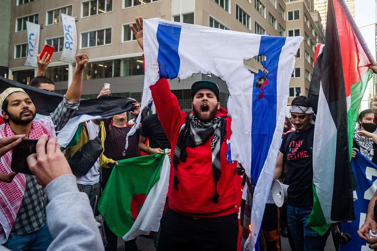Pro-terrorist, anti-Israel protesters in New York City. Photo: Wirestock Creators/Shutterstock