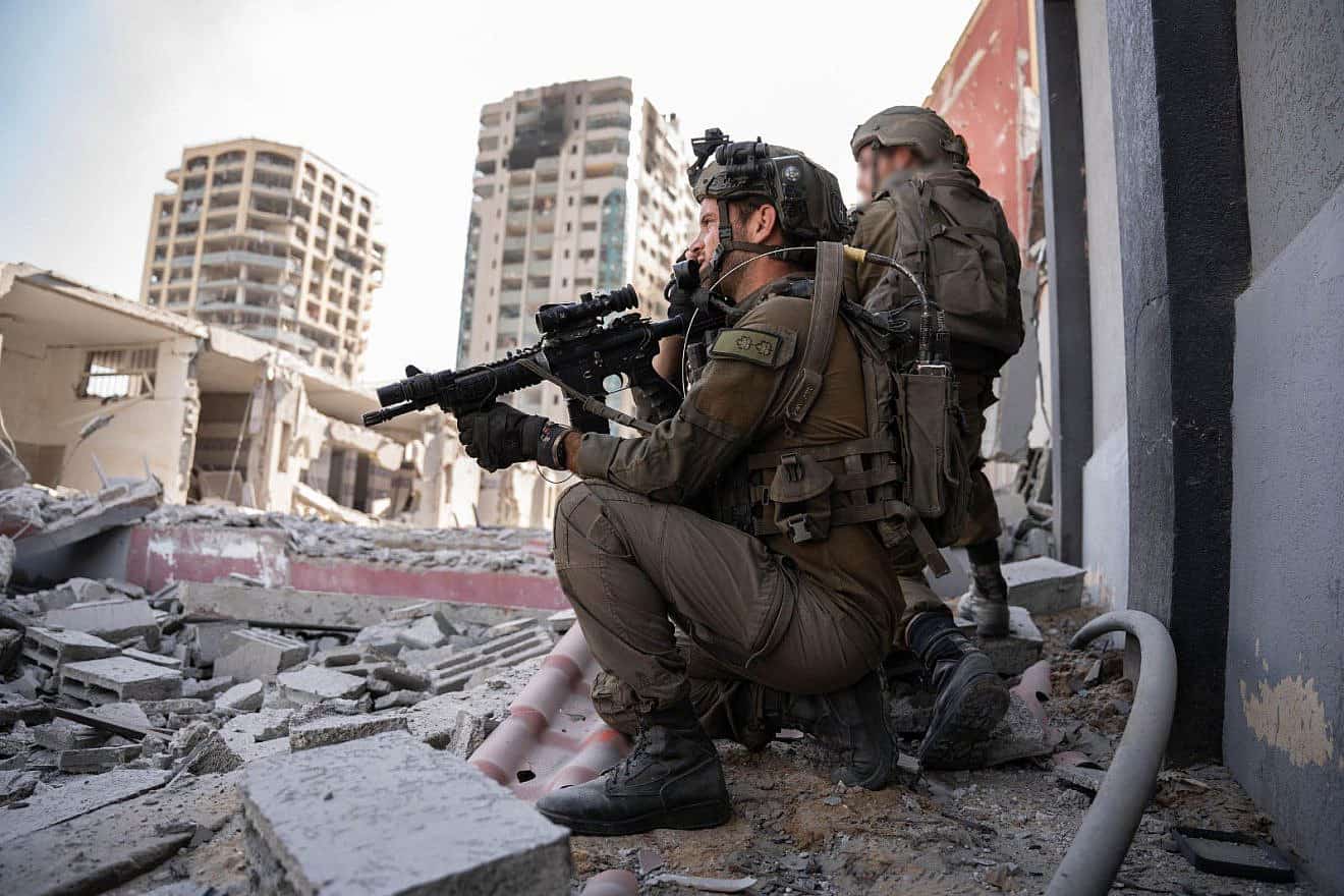 Israeli troops operating in the Hamas-ruled Gaza Strip, Nov. 16, 2023. Credit: IDF.