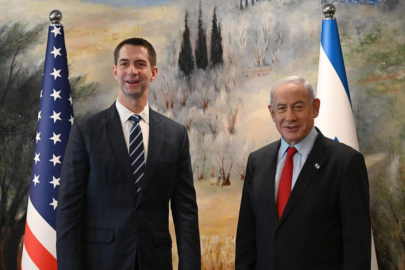 Israeli Prime Minister Benjamin Netanyahu with Sen. Tom Cotton (R-Ark.). Credit: Haim Zach/GPO.