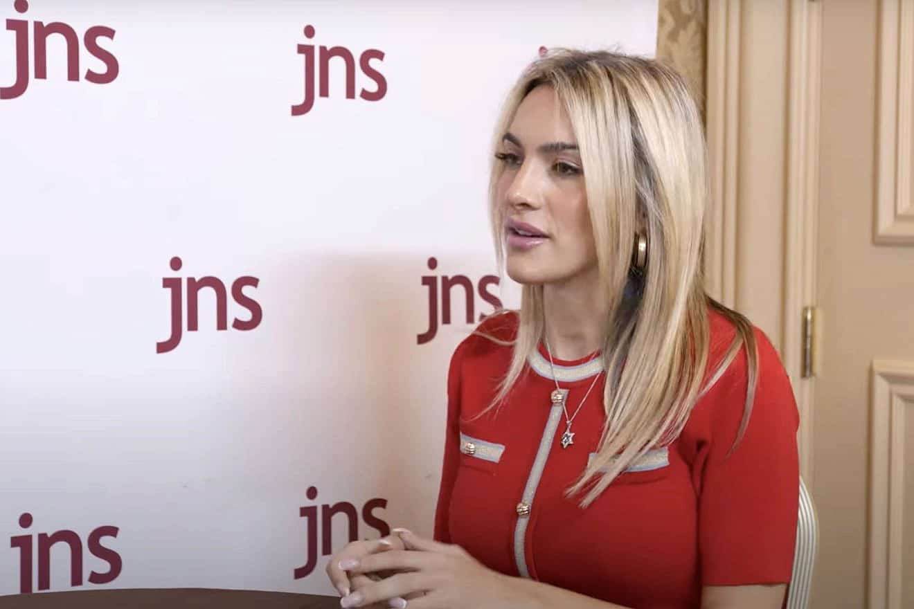 The sports reporter and pro-Israel activist Emily Austin speaks with JNS TV at the Republican Jewish Coalition Leadership Summit in Las Vegas in Oct. 2023. Credit: JNS
