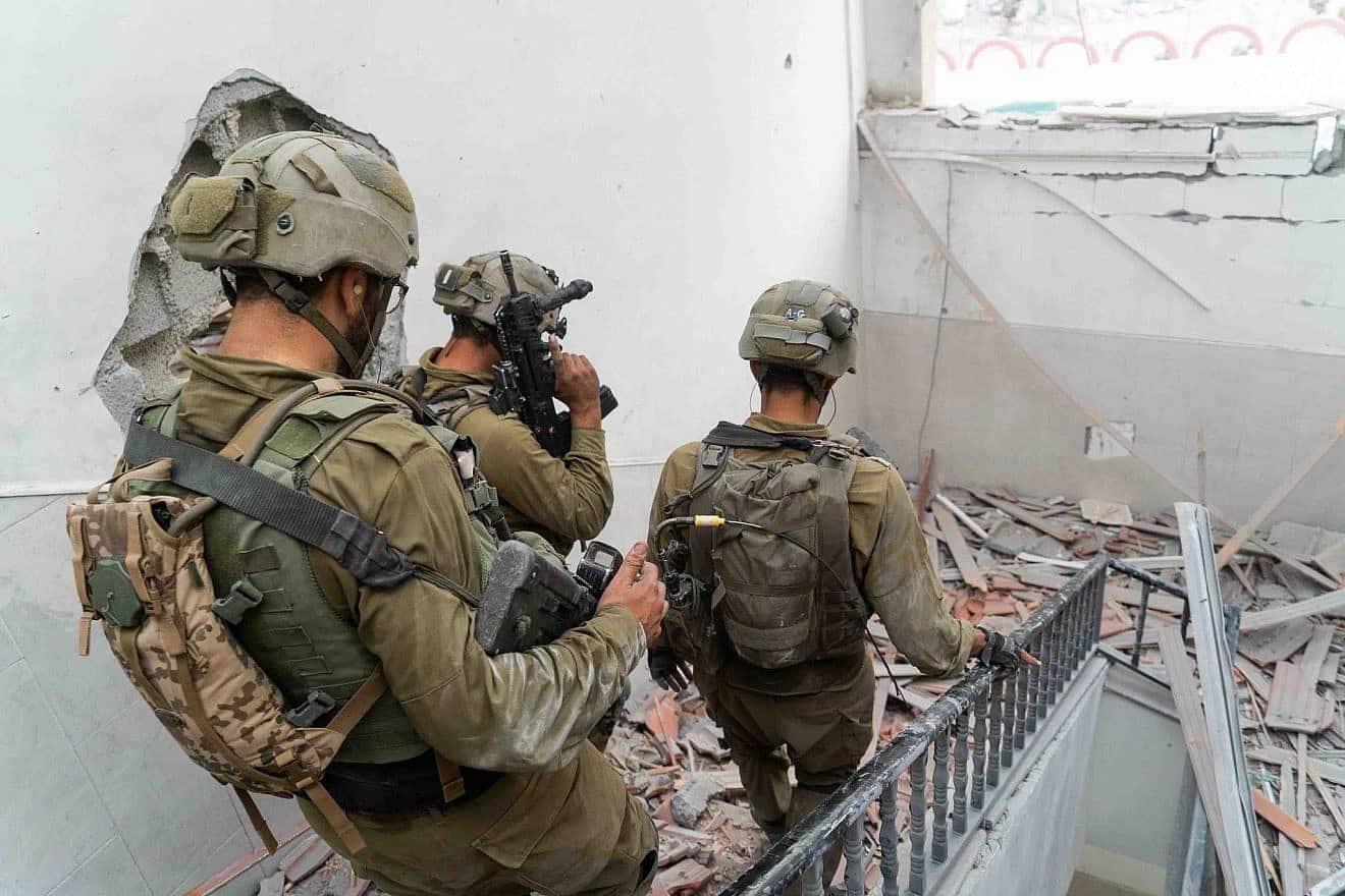Israeli troops operating at Al-Quds University in the Gaza Strip, Nov. 14, 2023. Credit: IDF.