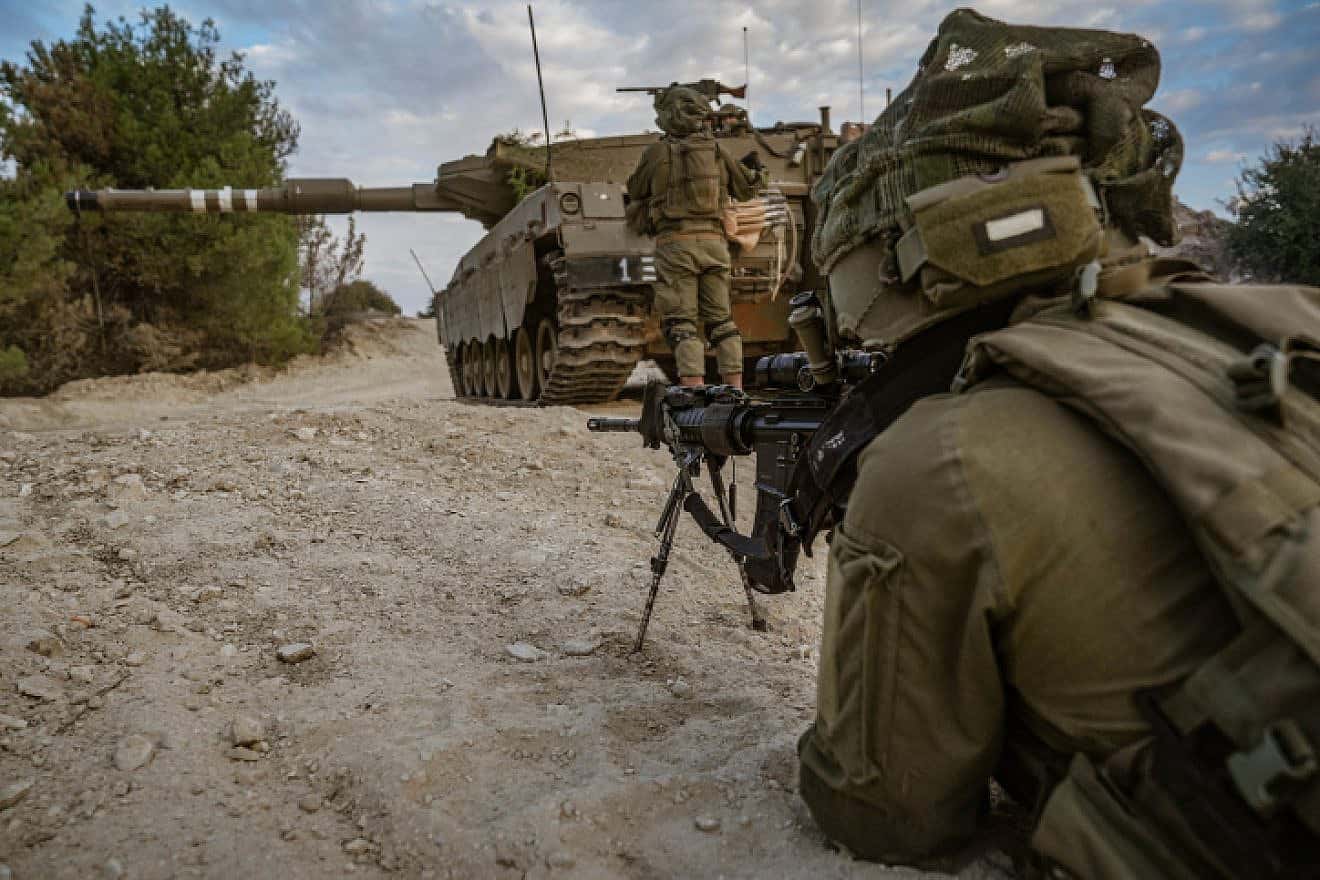 Israeli soldiers patrol near the border with Lebanon, Nov. 1, 2023. Photo by Ayal Margolin/Flash90.