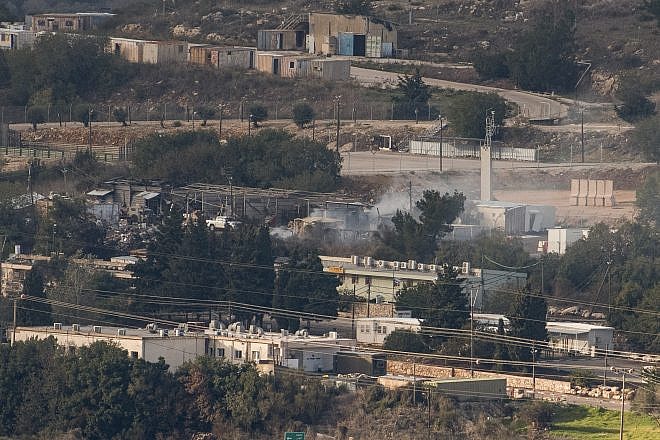 The damage caused to an army base from mortar shells fired from Lebanon, near the Israeli border with Lebanon, northern Israel, Nov. 20, 2023. Photo by Ayal Margolin/Flash90.
