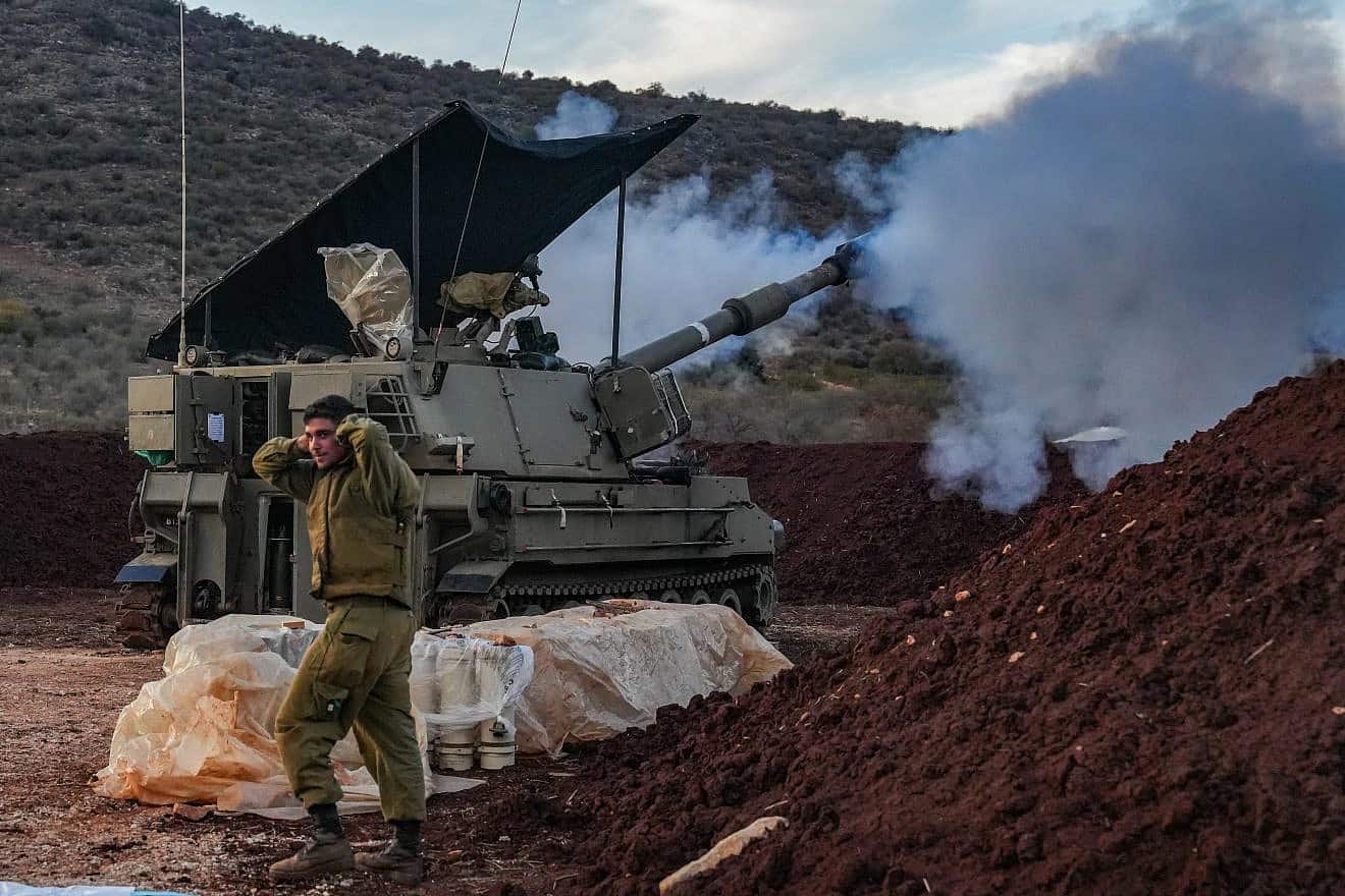 An Israeli artillery unit near the border with Lebanon, Nov. 22, 2023. Photo by Ayal Margolin/Flash90.