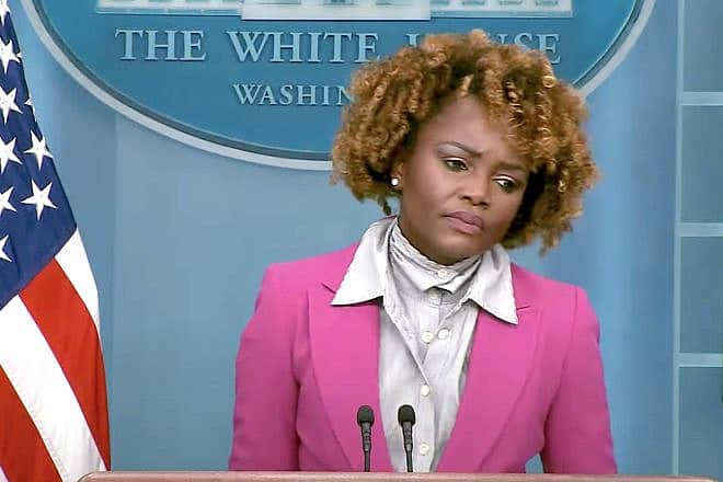 Karine Jean-Pierre, the White House press secretary, during a press conference on Nov. 7, 2023. Credit: YouTube/White House.