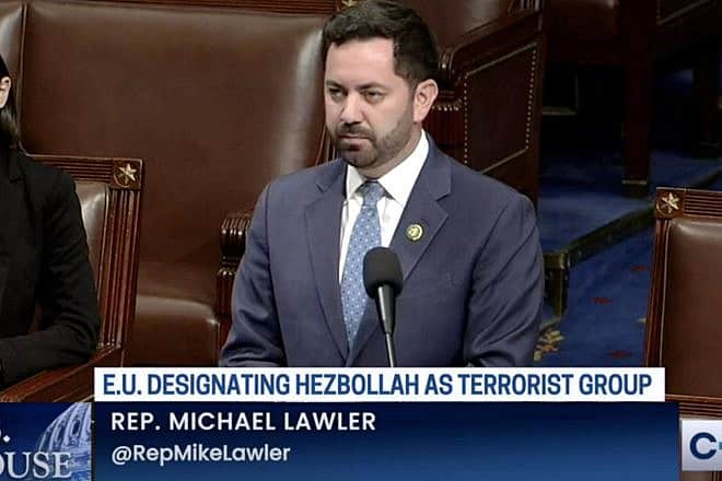 Rep. Mike Lawler (R-N.Y.) speaks in favor a House resolution calling on the European Union to designate Hezbollah in its entirety as a terrorist group on Nov. 1, 2023. Credit: C-SPAN.