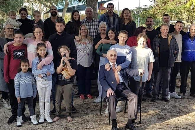 Moshe Ridler celebrates his 90th birthday with family members. Credit: Courtesy.