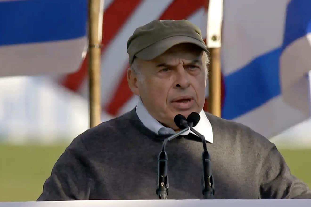 Former Soviet refusenik and Israeli statesman Natan Sharansky addresses the nearly 300,000 attendees of the “March for Israel” rally in Washington, D.C., on Nov. 14, 2023. Source: Screenshot.
