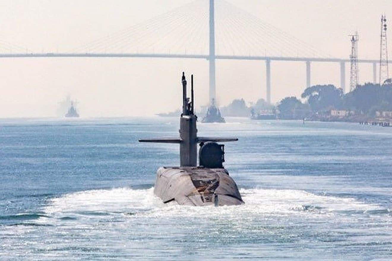 This image of a U.S. Ohio-class submarine apparently traversing the Suez Canal was released by U.S. Central Command on Nov. 5, 2023. Photo: USCENTCOM.
