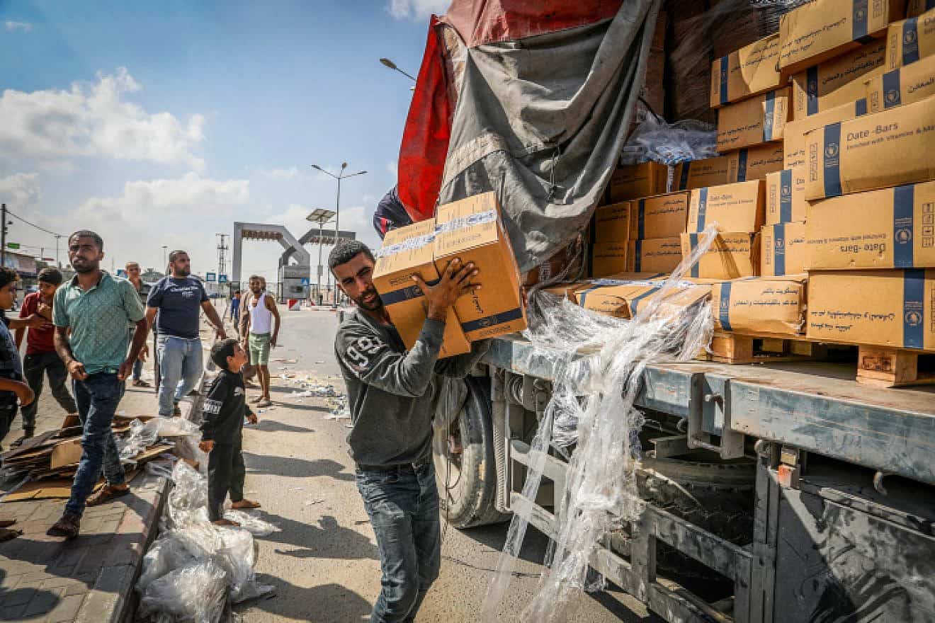 An aid truck arrives at the Gaza side of the Rafah border crossing with Egypt, Nov. 2, 2023. Photo by Abed Rahim Khatib/Flash90.
