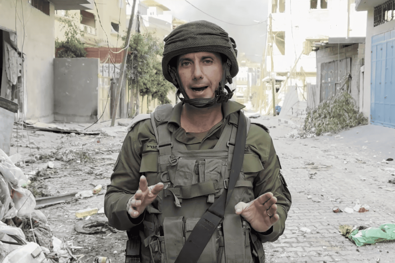 Israel Defense Forces Spokesperson Rear Adm. Daniel Hagari in Gaza City. Credit: IDF.