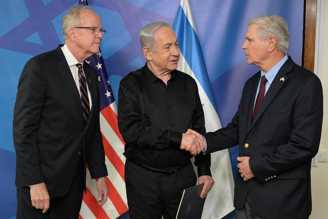 Israeli Prime Minister Benjamin Netanyahu meets with a U.S. congressional delegation at the Kirya military headquarters in Tel Aviv, Nov. 12, 2023. Photo by Amos Ben-Gershom/GPO.