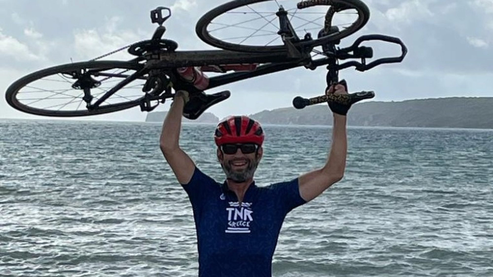 Alan Aharon Newman in Greece, cycling for The Next Ride. Photo: Courtesy of Alan Aharon Newman.