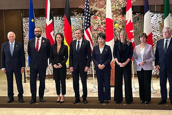 The G7 foreign ministers in Tokyo, Nov. 8, 2023. Source: Twitter.