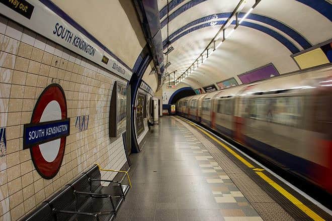 Piccadilly Line train of London Tube arriving at South Kensington station on June 25, 2018. Credit: andreyspb21/Shutterstock.