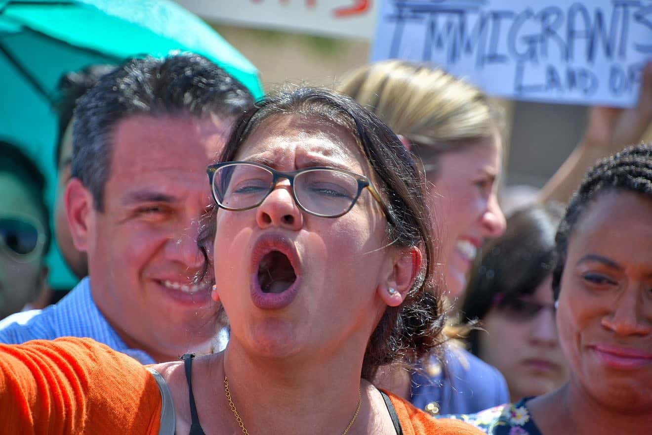 Rep. Rashida Tlaib (D-Mich.) at a protest in Clint, Texas, in 2019. Credit: Grossinger/Shutterstock.