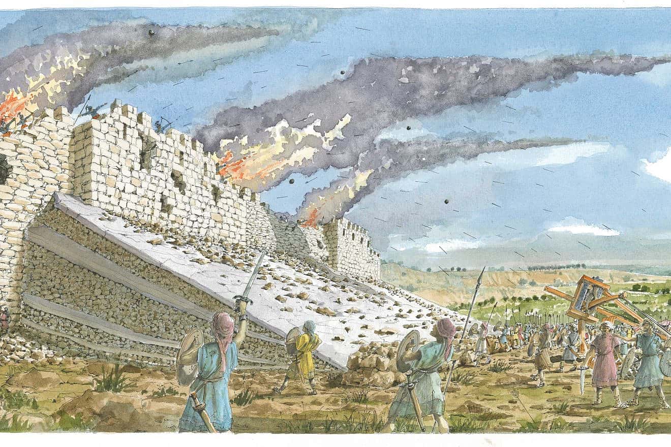 An artist’s reconstruction of the Acra fortress. Illustration: Shalom Kveller/City of David Archives.