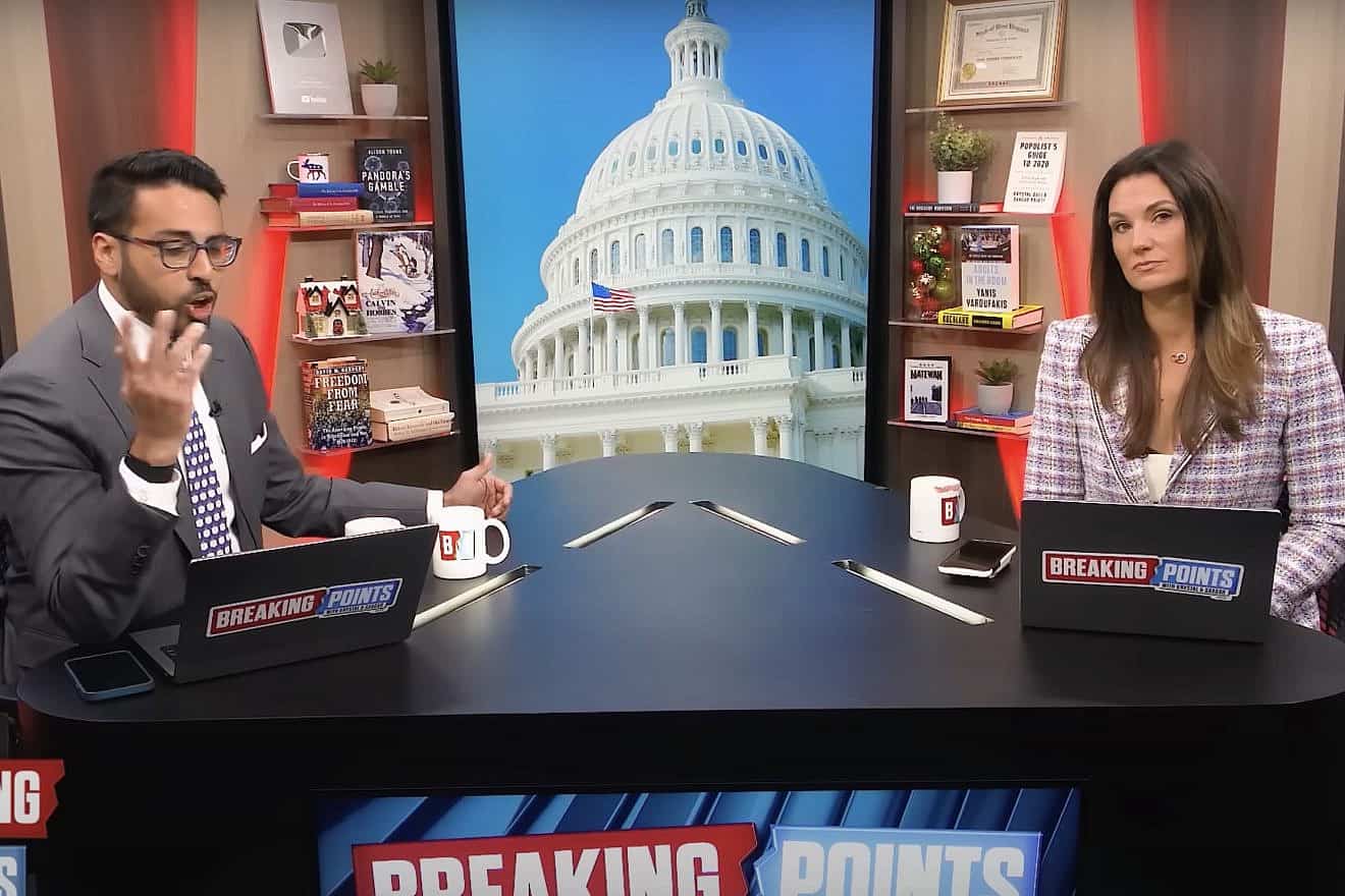 Saagar Enjeti (left) and Krystal Ball, hosts of the "Breaking Points" podcast. Source: Breaking Points/YouTube.