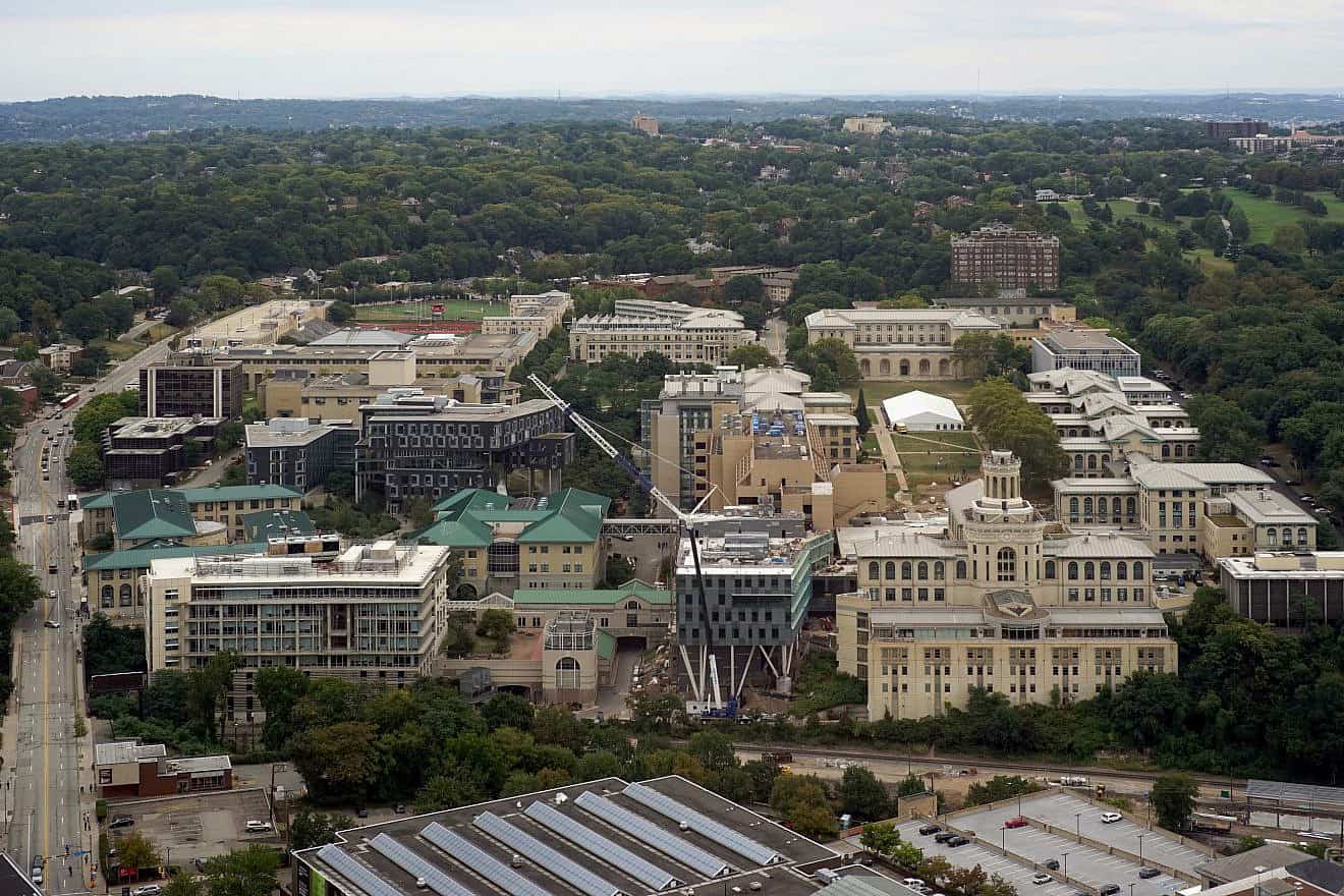 The main campus of Carnegie Mellon University in Pittsburgh as seen from the 36th floor of the Cathedral of Learning. Credit: Wikimedia Commons.