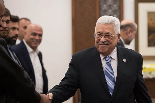 Palestinian Authority leader Mahmoud Abbas attends a meeting in the Samaria city of Ramallah, March 10, 2019. Photo by Hadas Parush/Flash90.