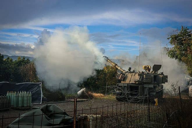 An IDF artillery unit stationed near Israel's border with Lebanon, Dec. 12, 2023. Photo by David Cohen/Flash90.