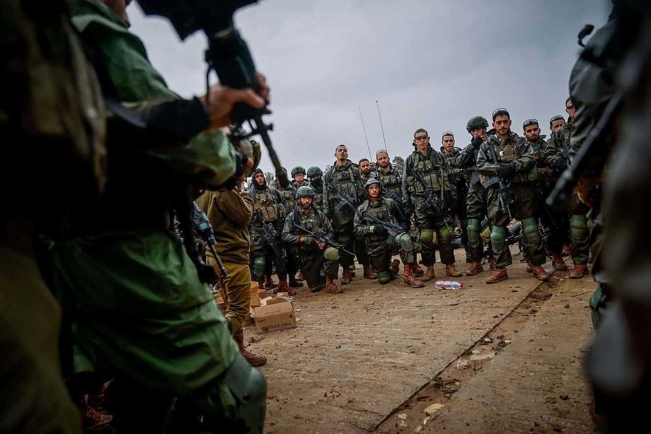 Israel Defense Forces soldiers prepare to enter the Gaza Strip, Dec. 13, 2023. Photo by Chaim Goldberg/Flash90