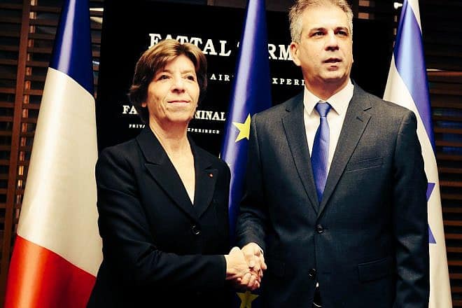 French Foreign Minister Catherine Colonna meets with her Israeli counterpart Eli Cohen in Tel Aviv, Dec. 17, 2023. Source: X.