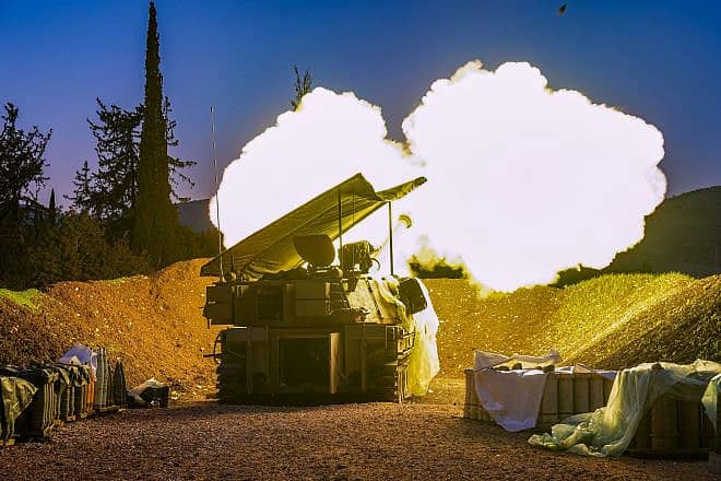 An Israeli artillery unit shells a terrorist target in Lebanon, Dec. 11, 2023. Photo by Ayal Margolin/Flash90.
