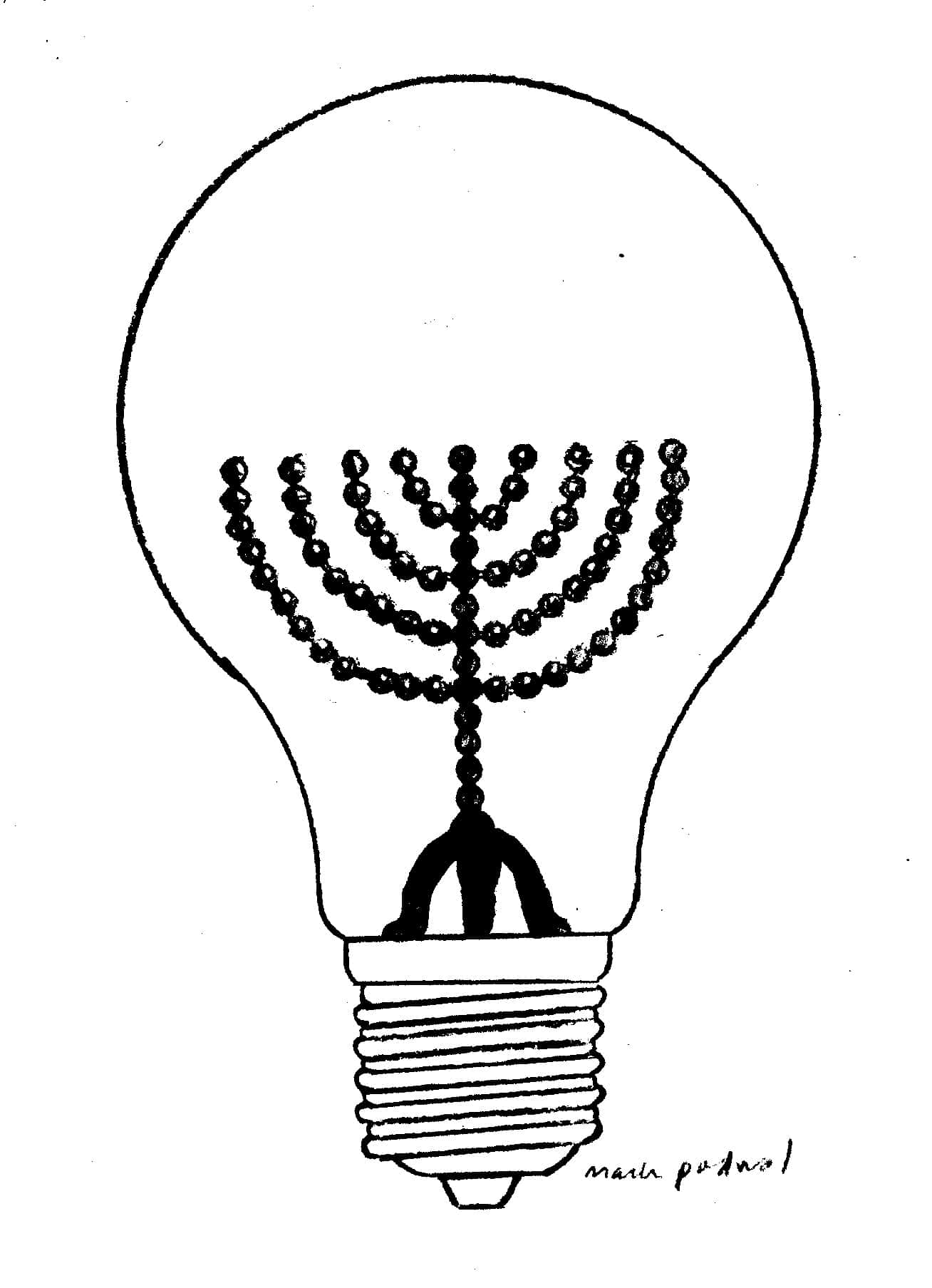 Light bulb menorah by Mark Podwal