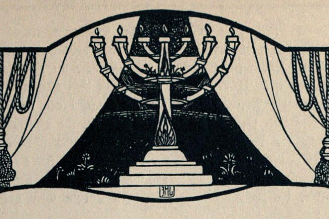 A depiction of the Temple Menorah by Ephraim Moshe Lilien, 1903. Source: public domain/Wikimedia