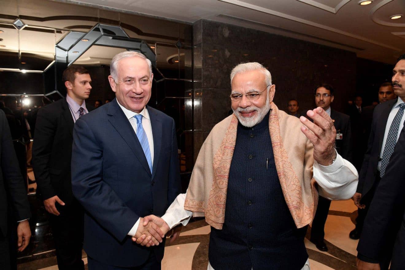 Israeli Prime Minister Benjamin Netanyahu and Indian Prime minister Narendra Modi attend an Israeli-Indian economic conference in New Delhi, Jan. 15, 2018. Photo by Avi Ohayon/GPO.