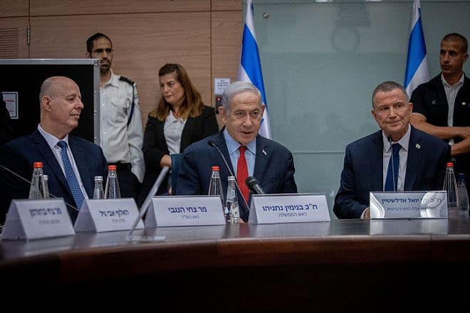 Israeli Prime Minister Benjamin Netanyahu attends a Defense and Foreign Affairs Committee meeting at the Knesset, June 13, 2023. Photo by Oren Ben Hakoon/Flash90.