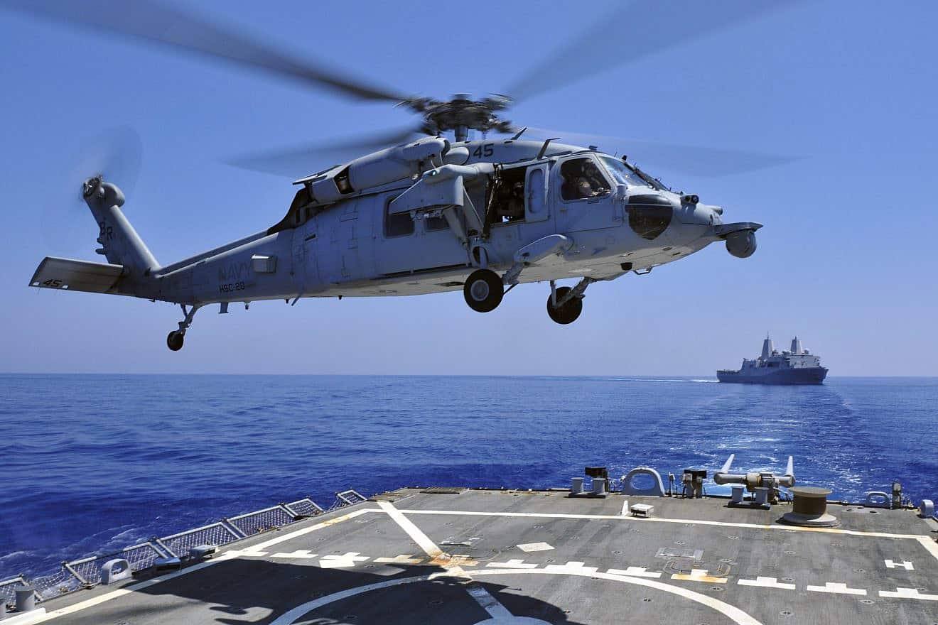 A U.S. Navy helicopter in the Mediterranean Sea, May 14, 2011. Credit: Mass Communication Specialist 3rd Class Jonathan Sunderman/U.S. Navy photo.