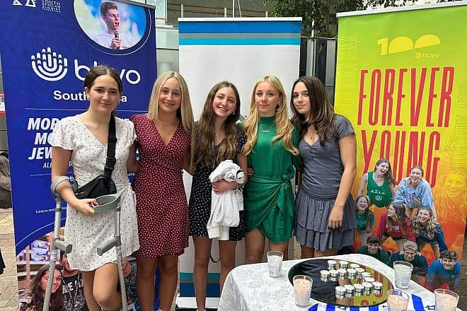 Teens in South Africa participated in BBYO's "Global Shabbat" initiative on Dec. 8 and Dec. 9, which drew more than 16,000 to 130 gatherings in 30 countries. Credit: Courtesy of BBYO.