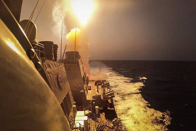 The “USS Carney” guided-missile destroyer defeats a combination of Houthi missiles and unmanned aerial vehicles in the Red Sea on Oct. 19, 2023. Credit: U.S. Navy Photo by Mass Communication Specialist 2nd Class Aaron Lau.