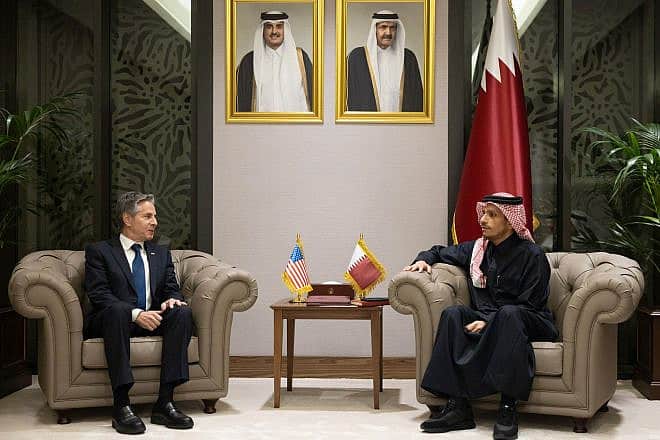 U.S. Secretary of State Antony Blinken meets with Qatari Prime Minister and Foreign Minister Mohammed bin Abdulrahman Al Thani in Doha, Jan. 7, 2024. Photo by Chuck Kennedy/U.S. State Department.