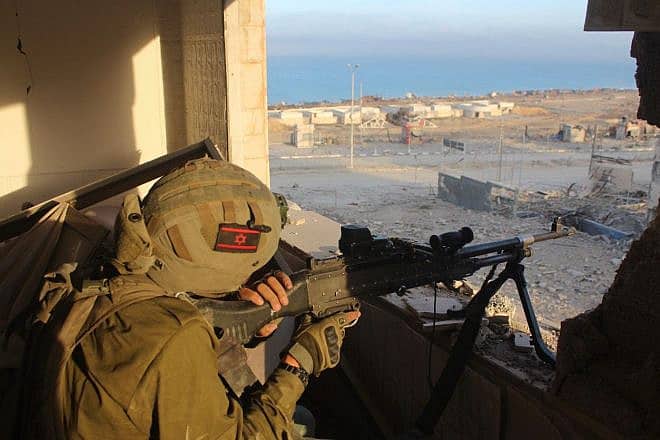 Daniel Manticof with his Nahal Brigade unit in the Gaza Strip, November 2023. Photo: Courtesy.