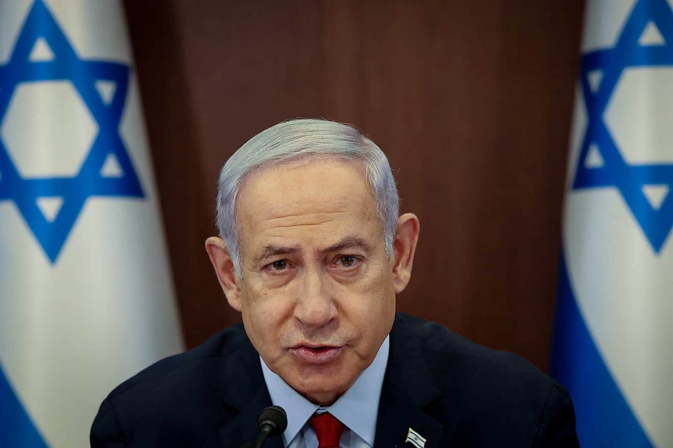 Israeli Prime Minister Benjamin Netanyahu at the Prime Minister's Office in Jerusalem, June 18, 2023. Photo by Amit Shabi/POOL.
