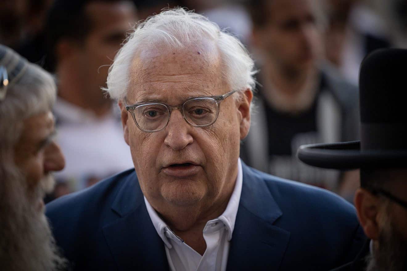Former U.S. Ambassador to Israel David Friedman at a prayer rally for the release of Israelis held hostage by Hamas in Gaza, at the Western Wall in Jerusalem's Old City, Oct. 19, 2023. Photo by Chaim Goldberg/Flash90.