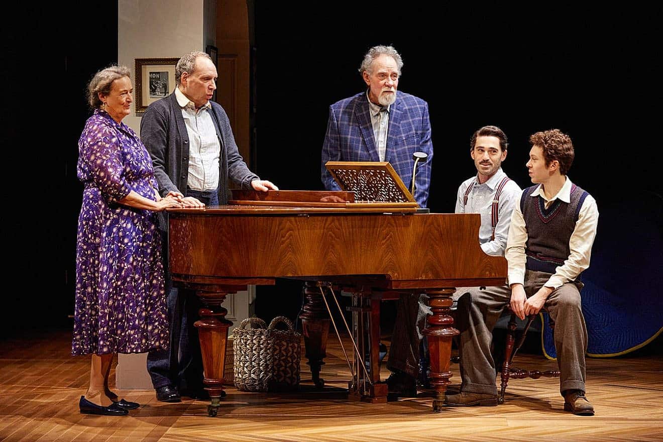 From left: Nancy Robinette, Daniel Oreskes, Richard Masur, Ari Brand and Ethan Haberfield in “Prayer for the French Republic.” Credit: Courtesy.