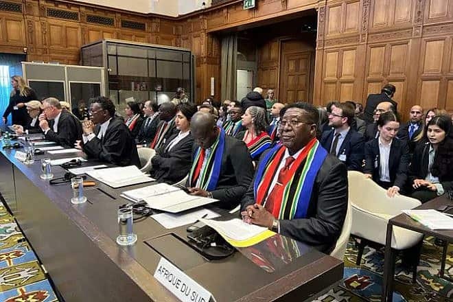 The South African delegation presents its case against Israel at the International Court of Justice in The Hague, Jan. 11, 2024. Source: X.