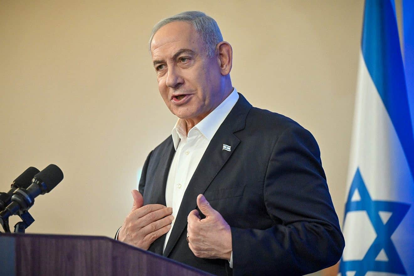 Israeli Prime Minister Benjamin Netanyahu delivers remarks on Jan. 18, 2023. Credit: Kobi Gideon (GPO).
