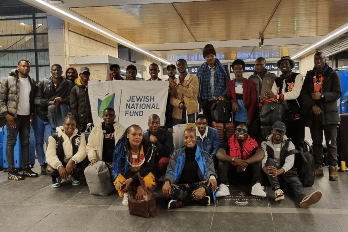 Farming students from Kenya arrive in Israel ready to learn about the latest in agricultural innovation (Courtesy: JNF-USA)